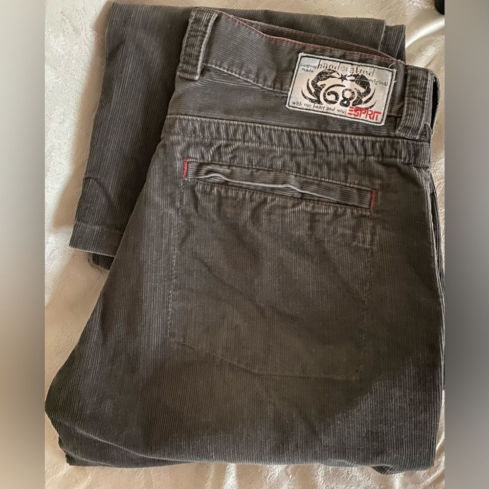 Esprit Corduroy button up Pants Olive Grey men's Size 34